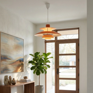 Multi-Tier Saucer Pendant Lamp - Retro Orange Brick Red Hallway Entrance | HoaiLamp