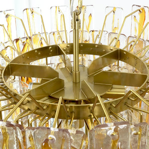 Murano Style Amber Glass Tiered Chandelier - Internal Brass Framework Structure Hardware | HoaiLamp
