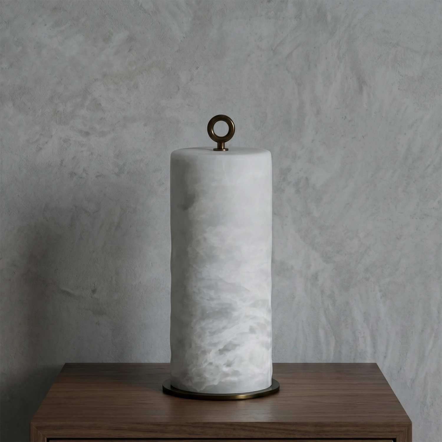Natural Alabaster Cylinder Table Lamp