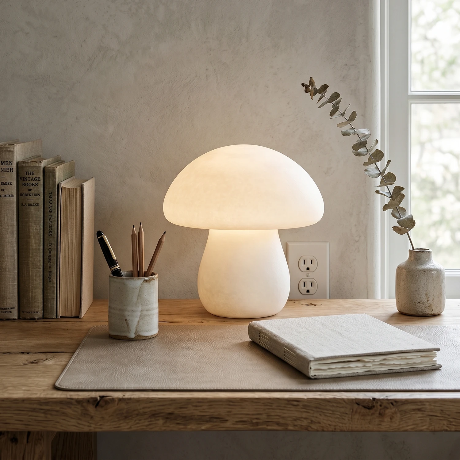 Natural Alabaster Mushroom Table Lamp
