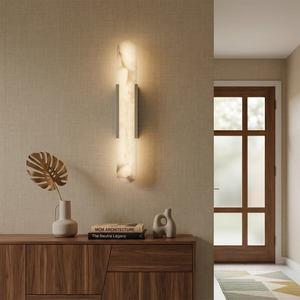 Natural Grained Marble Elongated Sconce Wall Lamp - Entryway Console Table & Foyer Welcome Light
