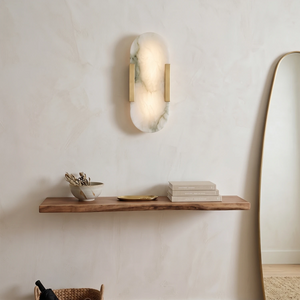 Natural Grained Marble Elongated Sconce Wall Lamp - Elegant Floating Shelf Accent & Warm Ambient Glow