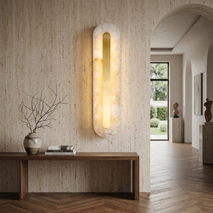 Oblong & Rectangular Alabaster Wall Sconces - Minimalist Corridor Accent Light | HoaiLamp