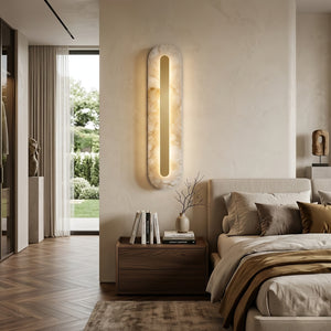 Oblong & Rectangular Alabaster Wall Sconces - Minimalist Guest Room Decor | HoaiLamp