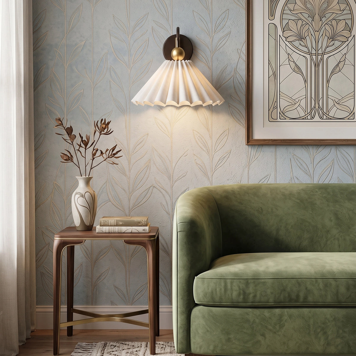 Odette Pleated Linen Wall Sconce