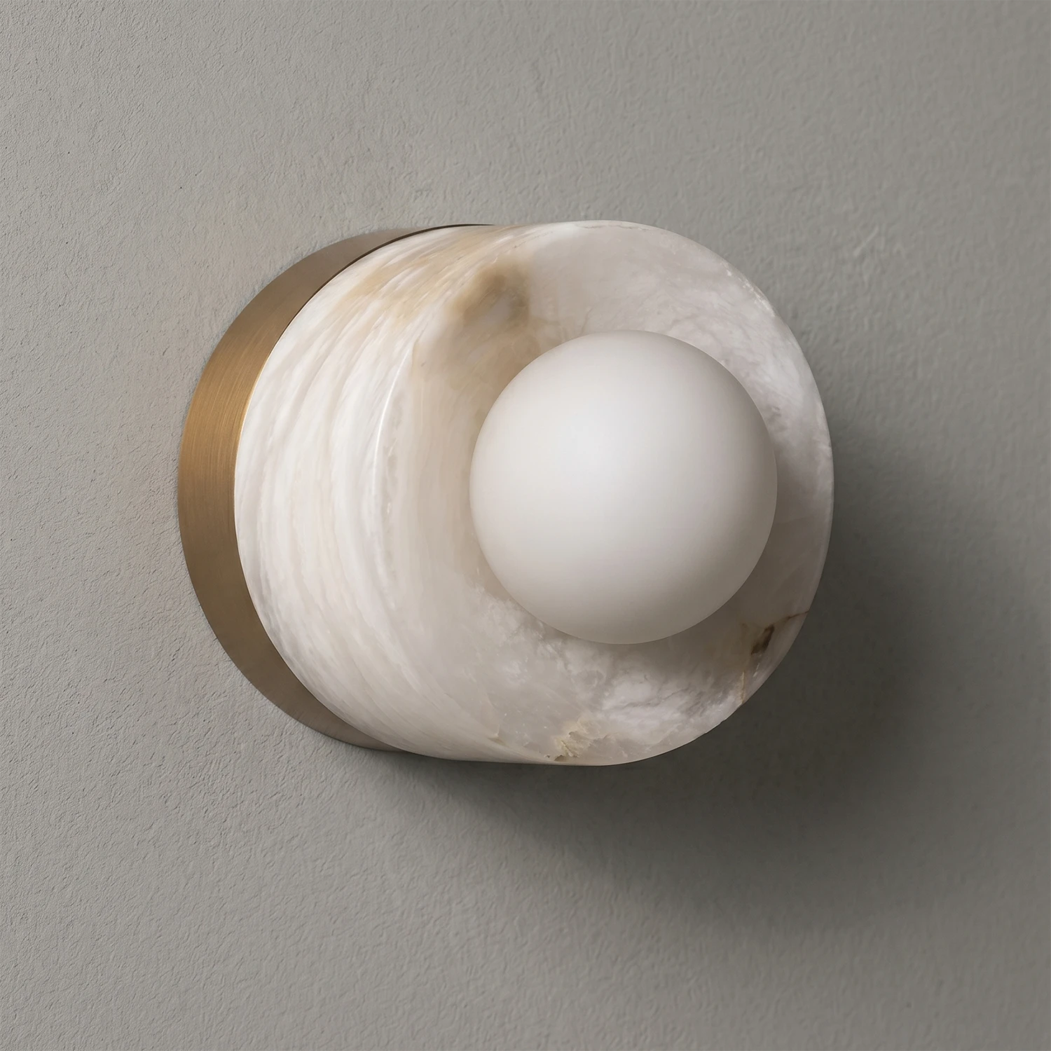 Orb Vessel Alabaster & Brass Wall Lamp