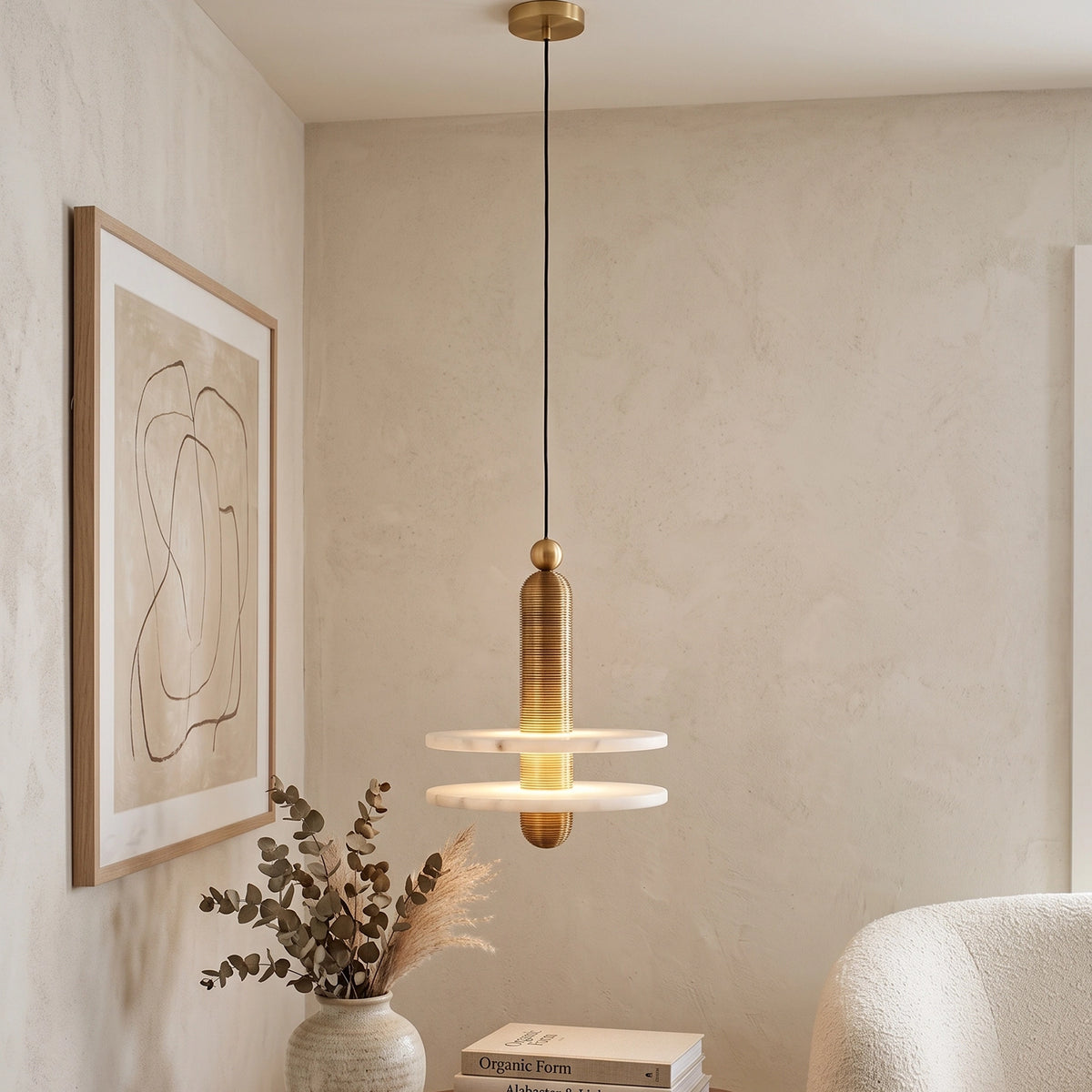 Orvela Alabaster Disc Pendant Light