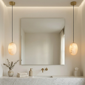 Oval Alabaster Pendant Light - Sophisticated Double Vanity Lighting with Paired Alabaster Pendants | HoaiLamp