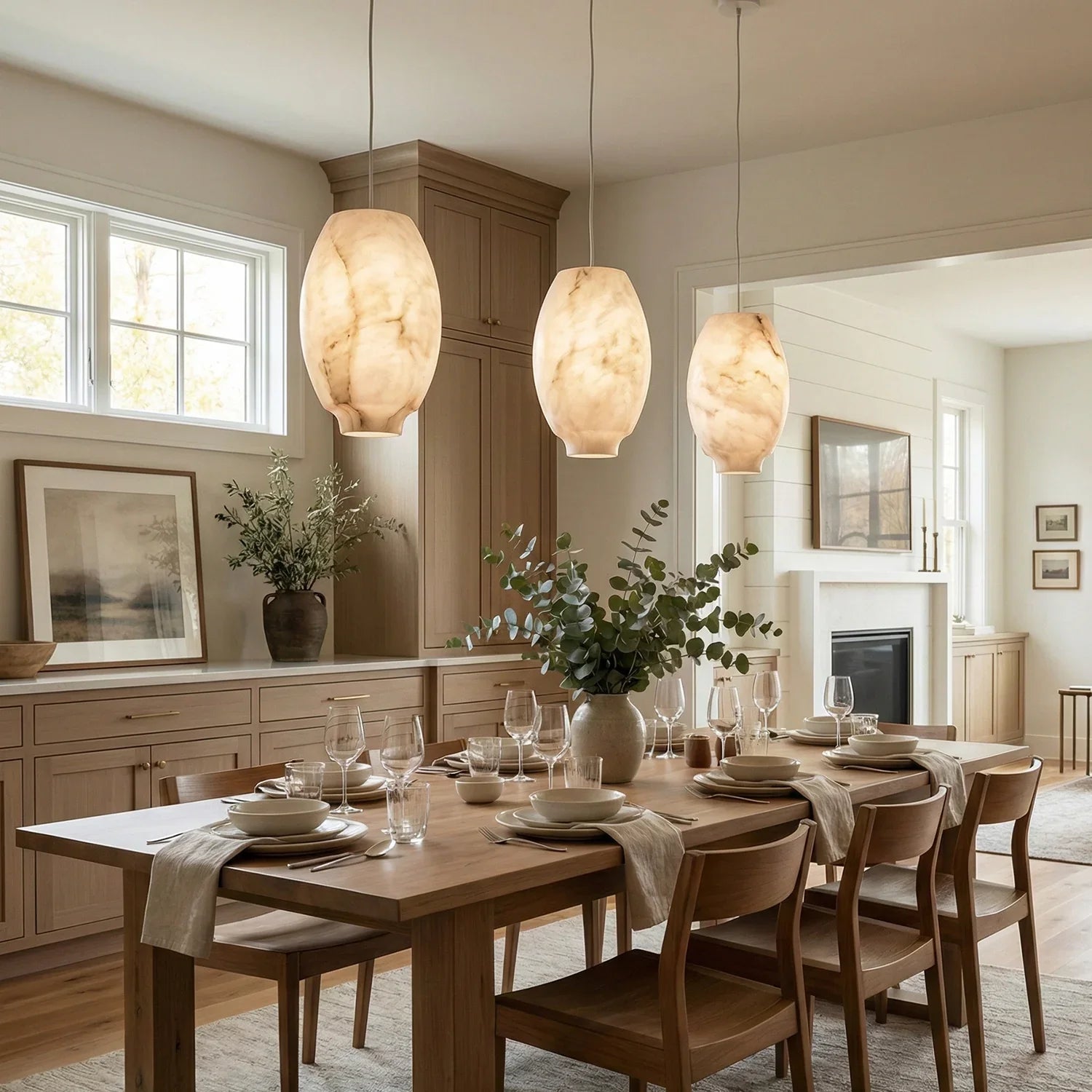 Oval Camille Organic Alabaster Pendant Lamp