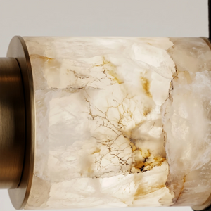 Padana Alabaster Chandelier - Translucent Veined Stone Texture Brass Cap | HoaiLamp