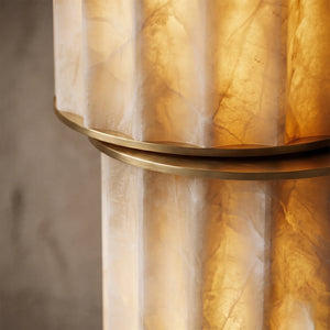 Padana Alabaster Table Lamp - Macro Close Up Fluted Translucent Alabaster Warm Glow | HoaiLamp