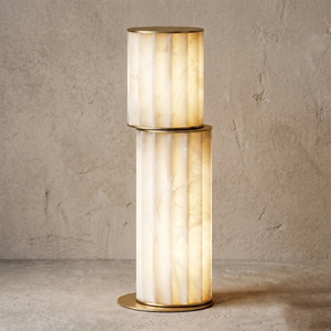 Padana Alabaster Table Lamp - Studio Grey Background Fully Illuminated Ambient Glow | HoaiLamp