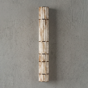 Padana Alabaster Wall Lamp - Studio Grey Background Tall Stacked Column Unlit Stone Texture | HoaiLamp