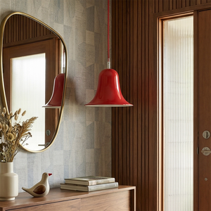 Panton Bell Pendant Lamp - Vibrant Poppy Red Entryway Console Mirror Decor | HoaiLamp