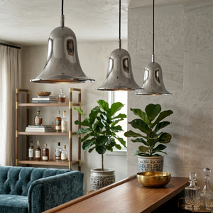 Panton Bell Pendant Lamp - Modern Living Room Island Triple Linear Grey Setup | HoaiLamp