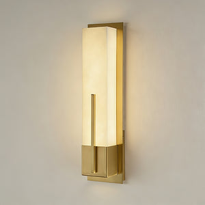 Possini Midtown Alabaster Wall Sconce - Luxury Brushed Brass Metal Profile | HoaiLamp