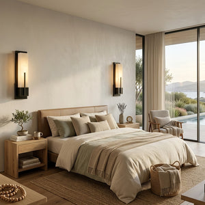 Possini Midtown Alabaster Wall Sconce - Symmetrical Hotel-Style Bedroom Sconces | HoaiLamp