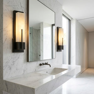 Possini Midtown Alabaster Wall Sconce - High-End Marble Bathroom Vanity Mirror Sconce | HoaiLamp