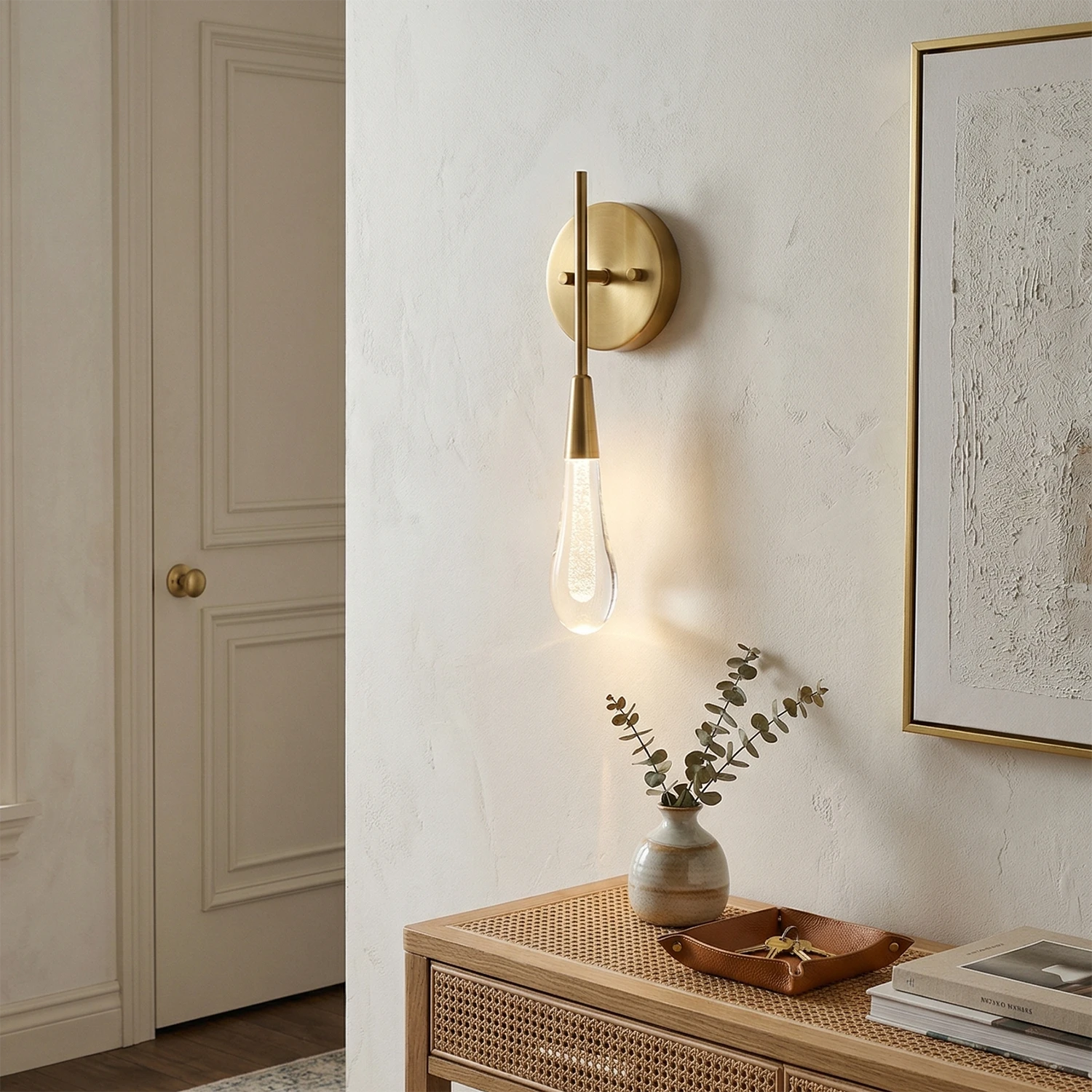 Raindrop Glass Solitaire - Elegant Entryway Glow | HoaiLamp
