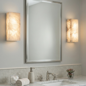 Rectangular Alabaster Wall Light - Luxury Bathroom Vanity Symmetrical Pair | HoaiLamp
