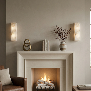 Rectangular Alabaster Wall Light - Elegant Fireplace Mantel Statement Pair | HoaiLamp