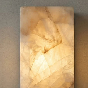 Rectangular Alabaster Wall Light - Translucent Golden Veining Detail | HoaiLamp