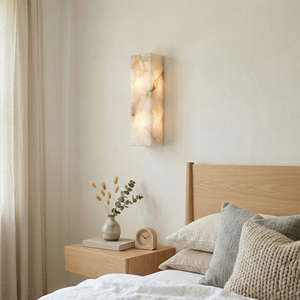 Rectangular Alabaster Wall Light - Peaceful Bedside Nightstand Companion | HoaiLamp