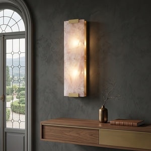 Rectangular Natural Alabaster Wall Sconce - Minimalist Gallery Corridor Lighting | HoaiLamp
