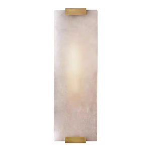 Rectangular Natural Alabaster Wall Sconce - Symmetrical Art Deco Profile View | HoaiLamp
