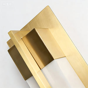 Rectangular Brass Resin LED Wall Lamp - Premium Brushed Gold Hardware Structural Detail | HoaiLamp