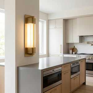 Rectangular Brass Resin LED Wall Lamp - Kitchen Island Workspace Vertical Sconce | HoaiLamp