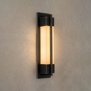 Rectangular Brass Resin LED Wall Lamp - Industrial Matte Black Minimalist Profile | HoaiLamp