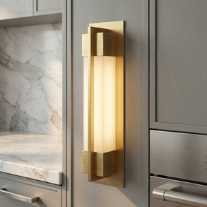 Rectangular Brass Resin LED Wall Lamp - Modern Kitchen Cabinetry Brass Finish Accent | HoaiLamp