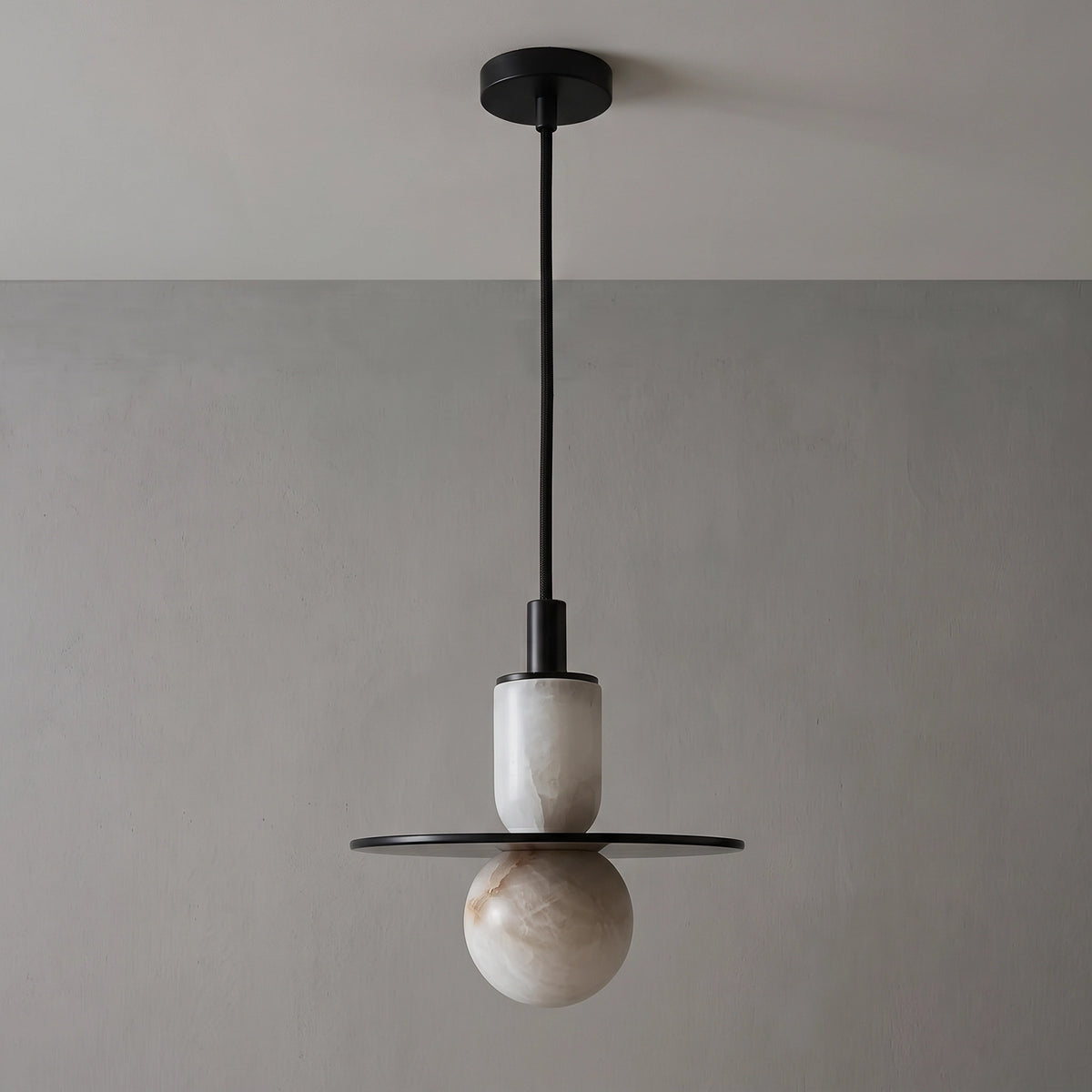 Rhea Spanish Alabaster Saturn Pendant Light