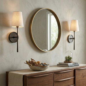 Rhoades Wall Sconce - Bronze Finish with Circular Mirror | HoaiLamp