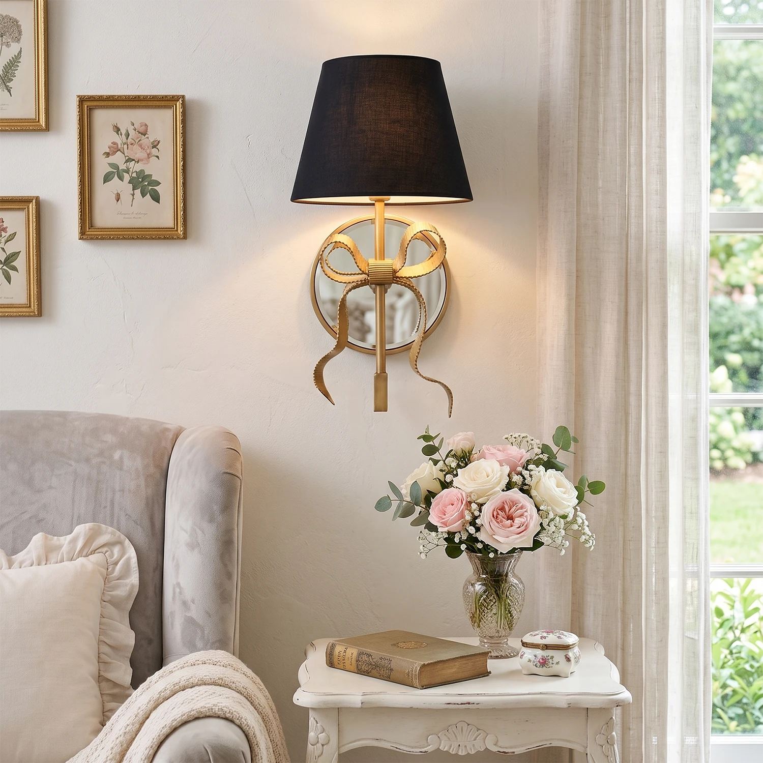 Ribbed Ribbon Bow Wall Sconce