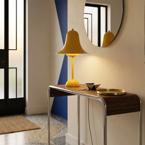 Ring Bell Table Lamp - Mid-Century Canary Yellow Entryway Console Decor | HoaiLamp