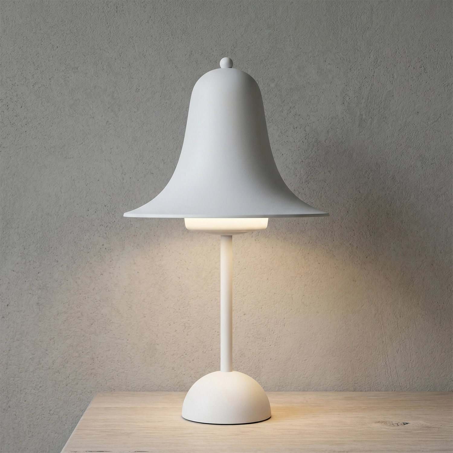 Ring Bell Table Lamp - Minimalist Matte White Studio Presentation Glow | HoaiLamp