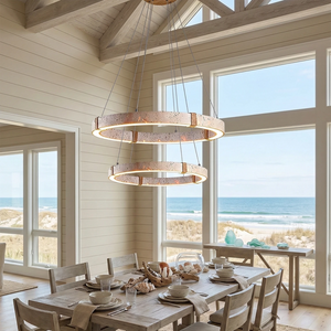 Rectangular Brass Resin LED Wall Lamp - Luxury Ocean View Dining Room Double Ring Spec | HoaiLamp