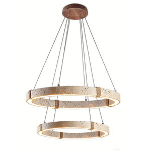 Double Ring Resin LED Pendant - Layered Geometric Chandelier | HoaiLamp