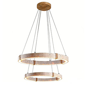 2-Tier Round Resin Chandelier - Modern Cascading Ring Light | HoaiLamp