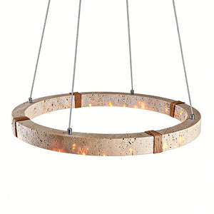 Textured Resin Ring Pendant - Industrial Cable Suspension | HoaiLamp