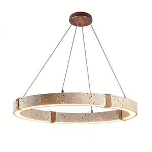 Wabi-Sabi Resin Halo Pendant - Warm LED Ring Light | HoaiLamp