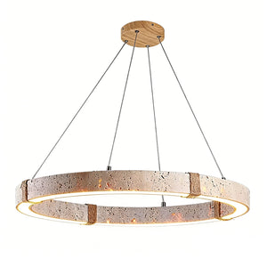 Wabi-Sabi Resin Halo Pendant - Warm LED Ring Light | HoaiLamp