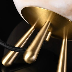 Romy Alabaster Table Lamp - Polished Brass Base Detail View | HoaiLamp