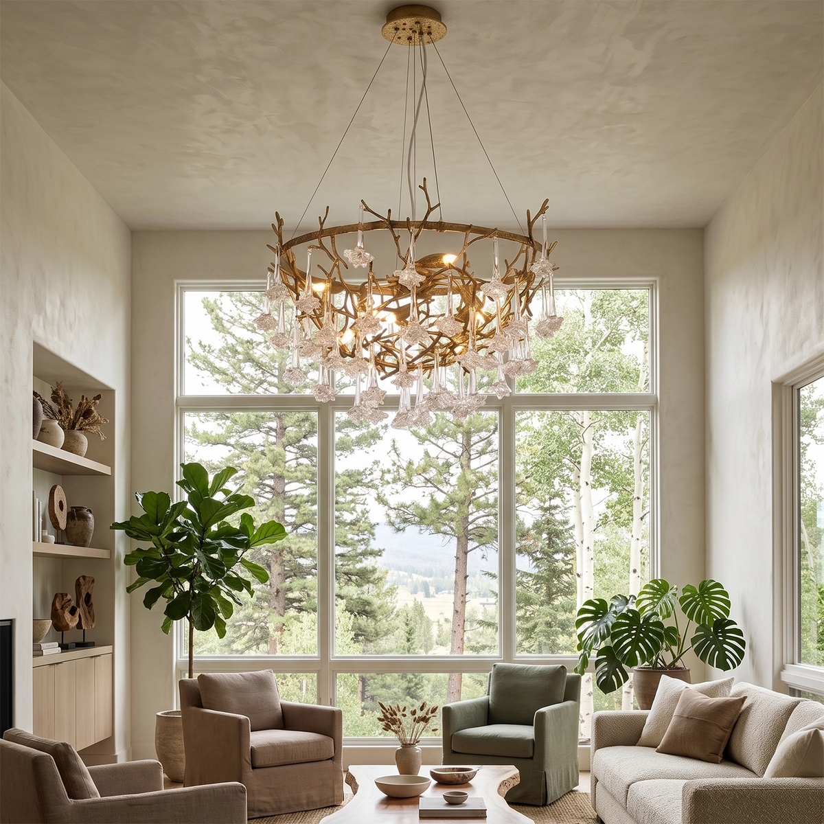 Rosamund Glass Blossom Branch Chandelier | Hoailamp
