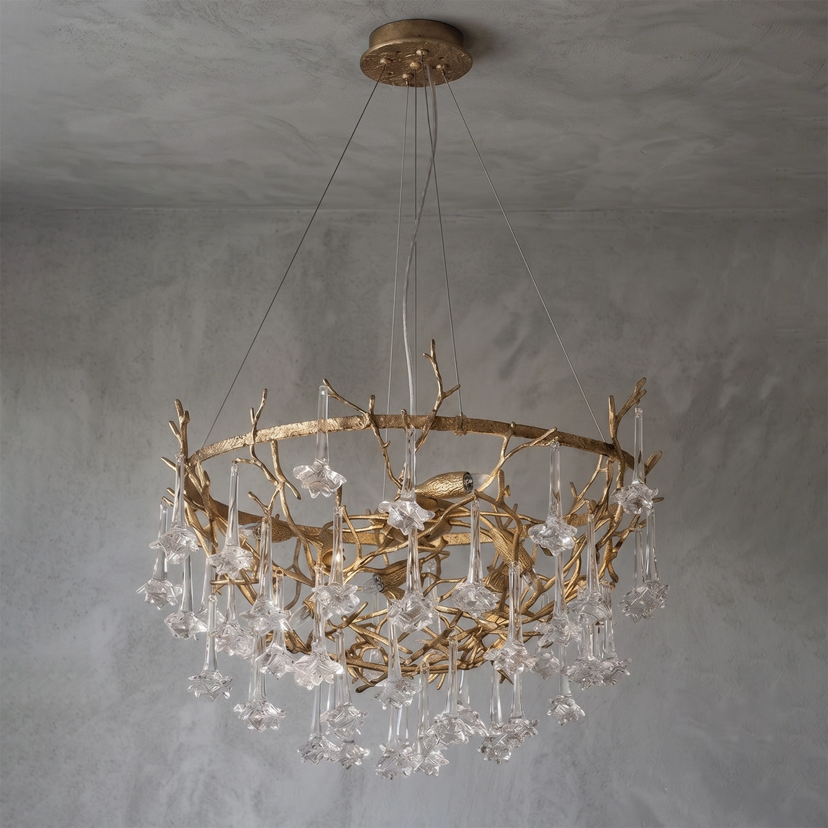 Rosamund Glass Blossom Branch Chandelier - view 2 | Hoailamp