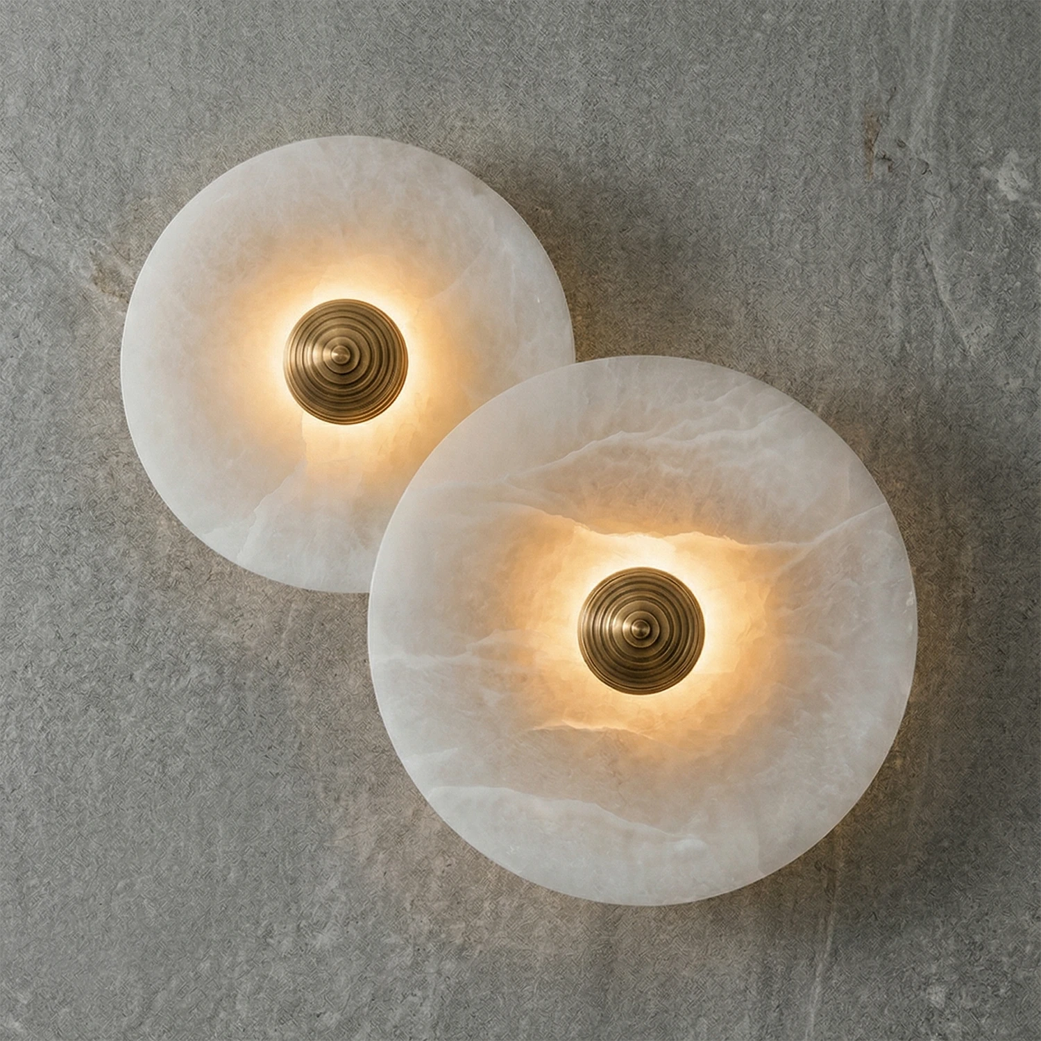 Round Alabaster Wall Lamp - Industrial Stucco Accent | HoaiLamp
