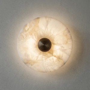 Round Alabaster Wall Lamp - Glowing Ethereal Disc | HoaiLamp