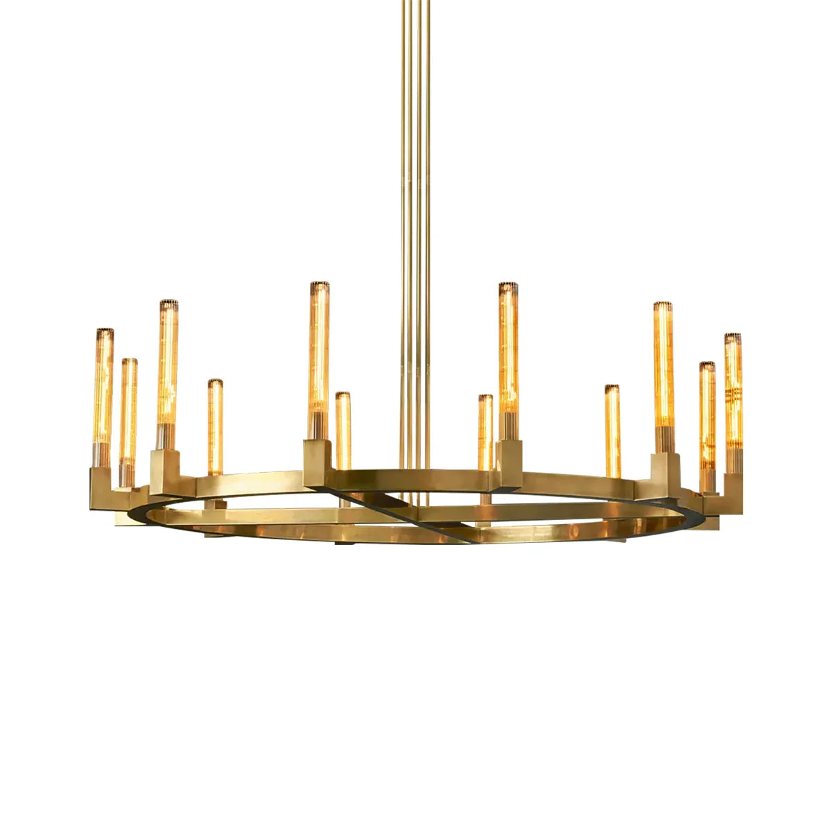 Round Brass Linear Chandelier